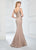 Montage by Mon Cheri - 218902 Lace Appliqued Bateau Fitted Evening Gown in Brown