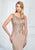 Montage by Mon Cheri - 218902 Lace Appliqued Bateau Fitted Evening Gown in Brown