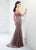 Montage by Mon Cheri - 218903W Beaded Fitted Trumpet Evening Dress in Brown
