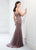 Montage by Mon Cheri - 218903 Beaded Fitted Trumpet Evening Dress in Brown