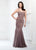 Montage by Mon Cheri - 218903W Beaded Fitted Trumpet Evening Dress in Brown