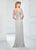 Montage by Mon Cheri - 218905 Sheer Beaded Off-Shoulder Evening Dress in Gray