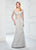 Montage by Mon Cheri - 218905 Sheer Beaded Off-Shoulder Evening Dress in Gray