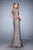 La Femme - 21897 Short Sleeve Lace Embroidered Evening Gown In Silver and Pink