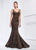 Ivonne D for Mon Cheri - 218D28 Sequined V-neck Velvet Mermaid Dress in Brown
