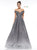 Colors Dress - 2191 Off Shoulder Glitter Knit Ombre A-Line Gown in Purple and Multi-Color
