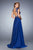 La Femme - 21921 Illusion Embellished Chiffon Gown In Blue