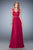La Femme - 21921 Illusion Embellished Chiffon Gown In Red