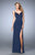 La Femme - 21947 Embellished V-neck Sheath Dress In Blue
