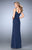 La Femme - 21947 Embellished V-neck Sheath Dress In Blue