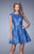 La Femme - 21949 Lace Illusion Bateau Cocktail Dress in Blue
