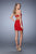 La Femme - 21951 Ruched Sweetheart Jersey Sheath Dress in Red