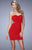La Femme - 21951 Ruched Sweetheart Jersey Sheath Dress in Red