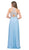 Dancing Queen - 2196 Embroidered Halter Chiffon Prom Dress in Blue