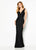 Cameron Blake - 219677 Embellished Plunging V-neck Trumpet Dress In Black