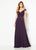 Cameron Blake - 219684 Beaded V-neck Chiffon Sheath Dress In Purple