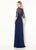 Cameron Blake - 219688 Beaded V-neck Chiffon A-line Dress In Blue