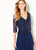 Cameron Blake - 219688 Beaded V-neck Chiffon A-line Dress In Blue