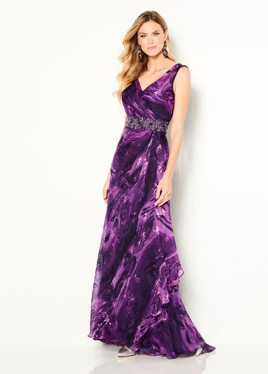 Cameron Blake - 219694A Embellished V-neck Sheath Dress In Purple