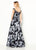 Cameron Blake - 219695 Beaded Neckline Floral A-line Gown Dress In Black and White