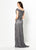 Montage by Mon Cheri - 219975 Portrait V-Neck Cascading Ruffled Gown In Gray