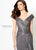 Montage by Mon Cheri - 219975W Ruched Off-Shoulder Sheath Dress In Gray