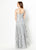 Montage by Mon Cheri - 219981 Blossom Appliqued Illusion Scoop Gown In Silver