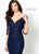 Montage by Mon Cheri - 219982 Lace Appliqued V-Neck Sheath Dress In Blue