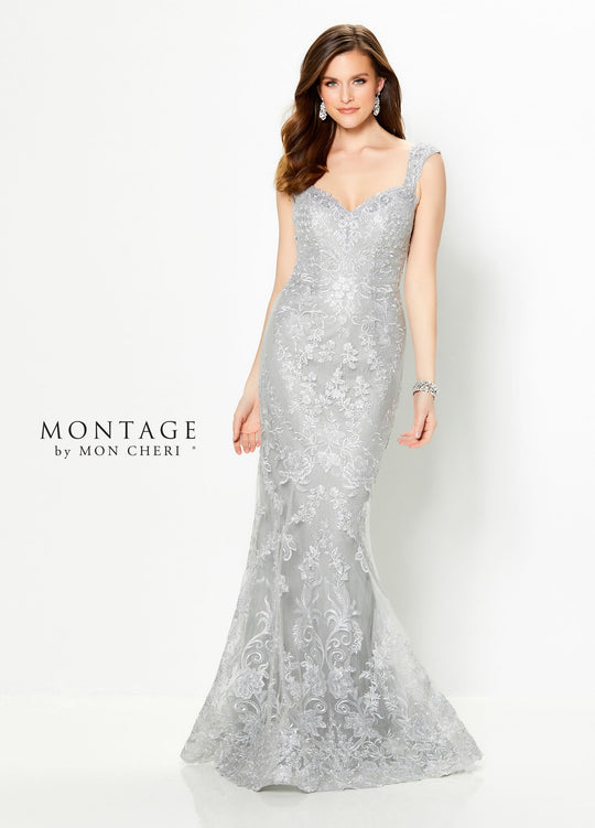 Montage by Mon Cheri - 219983 Lace Embroidered Mermaid Gown In Silver