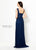 Montage by Mon Cheri - 219984 Embellished Deep V-neck A-line Dress In Blue