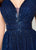 Montage by Mon Cheri - 219984 Embellished Deep V-neck A-line Dress In Blue