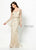 Montage by Mon Cheri - 219986 Embellished Long Bell Sleeve Sheath Gown In Nude