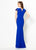 Montage by Mon Cheri - 219987 Beaded Illusion Cap Sleeve Mermaid Gown In Blue