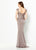 Montage by Mon Cheri - 219989 Beaded Lace Appliqued Cap Sleeve Gown In Brown