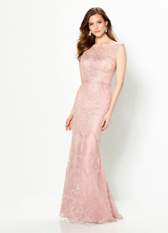 Montage by Mon Cheri - 219991 Long Embroidered Lace Mermaid Gown In Pink