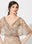 Ivonne D for Mon Cheri - 219D72 Embroidered Kimono Sleeve Lace Gown In Gold and Neutral