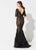 Ivonne D for Mon Cheri - 219D77W Feathered and Beaded Trumpet Gown In Black and Neutral