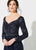 Ivonne D for Mon Cheri - 219D79W Long Sleeves Embroidered A-line Gown In Blue and Black