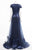 Tadashi Shoji - Cap Sleeve Scalloped V-Neck Appliqued Gown In Blue