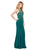 Dancing Queen Illusion Halter Jeweled Garland Motif Sheath Gown - 1 pc Hunter Green In Size M Available In Green