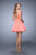 La Femme - 22009 Embellished V-neck Satin A-line Dress in Orange