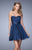 La Femme - 22015 Strapless Ruched A Line Cocktail Dress In Blue