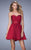 La Femme - 22015 Strapless Ruched A Line Cocktail Dress In Red