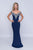 Nina Canacci - 2201 Crystal Beaded Off Shoulder Mermaid Gown In Blue