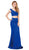 Dancing Queen - 2205 Two-Piece Wide V-Neck Contoured Long Gown In Blue