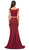 Dancing Queen - 2205 Two-Piece Wide V-Neck Contoured Long Gown In Red