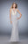 La Femme - 22073 Metallic Lace Sheer Jewel Dress In Silver