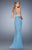 La Femme - 22073 Metallic Lace Sheer Jewel Dress In Blue