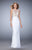 La Femme - 22073 Metallic Lace Sheer Jewel Dress In White