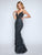 Nina Canacci - 2207 Sequin and Embroidered V-neck Trumpet Dress In Black